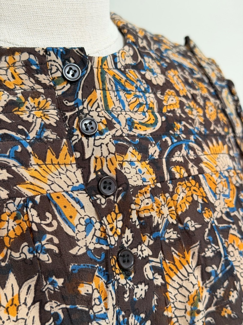 ANTIK BATIK Khero Ruffle-Trimmed Printed Voile Blouse Women’s Sz M/40 NWT - Picture 5 of 14